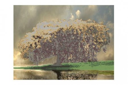 Канва с рисунком для вышивки бисером GLURIYA Белое дерево, 30*40см