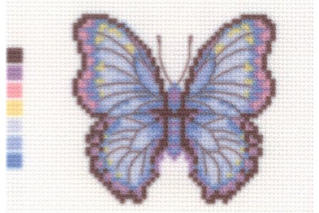 Канва с рисунком для вышивания крестом ИСКУСНИЦА Бабочка синяя, 16*20см