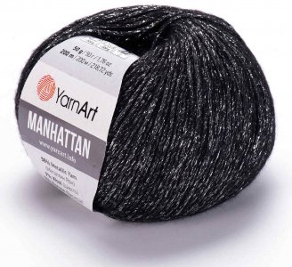 Пряжа Yarnart Manhattan темно-серый (915), 7%шерсть/7%вискоза/30%акрил/56%металлик, 200м, 50г