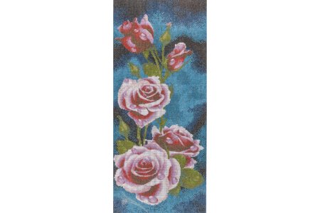 Ткань с рисунком для вышивки бисером КАРОЛИНКА Розы, 27*68см