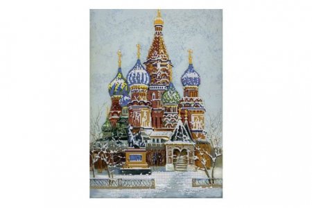 Канва с рисунком для вышивки бисером GLURIYA Собор Василия Блаженного, 40*28см