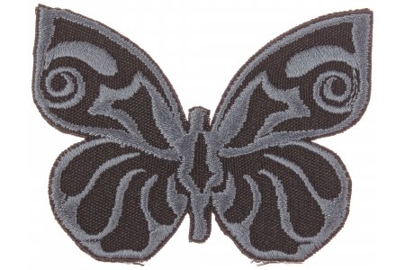 Термоаппликация Бабочка, темно-серый на черном, 8*8см