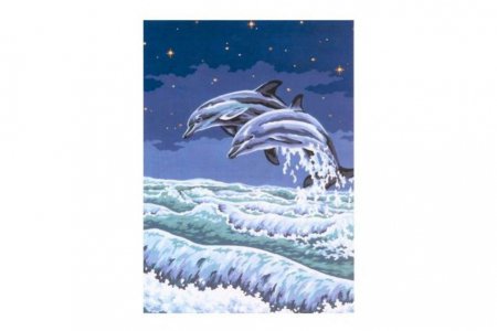 Канва с рисунком COLLECTION D*ART Два дельфина, 40*50см