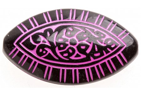 Бусина пластиковая АСТРА овальная, с орнаментом, черно-фиолетовый(7), 30*17мм