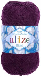 Пряжа Alize Miss темно-сливовый (495), 100% мерсеризованный хлопок, 280м, 50г