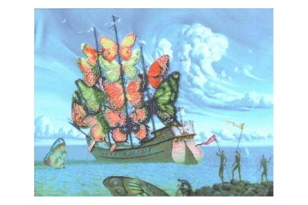 Набор для вышивания бисером ЧАРИВНА МИТЬ Отплытие корабля бабочек, с нанесенным рисунком, 42,5*33см