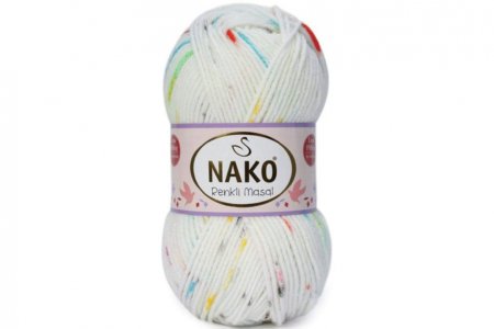 Пряжа Nako Masal Renkli белый-детский меланж (32096), 100%акрил, 165м, 100г