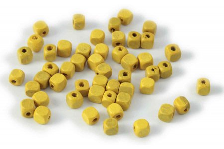 Бусина деревянная ZLATKA Куб с усеченными углами, желтый (04), 8*8мм