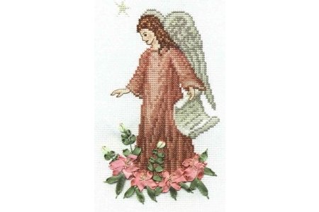 Набор для вышивания лентами PANNA Ангел в лилиях, 16*25см