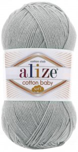 Пряжа Alize Cotton baby soft серый (344), 50%хлопок/50%акрил, 270м, 100г