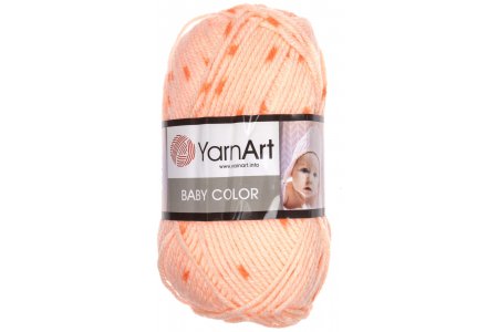 Пряжа Yarnart Baby Color персик-оранжевая/крапинка (0272), 100%акрил, 150м, 50г