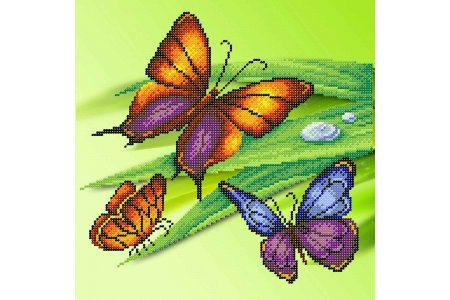 Ткань с рисунком для вышивки бисером КАРОЛИНКА Бабочки, 25*25см