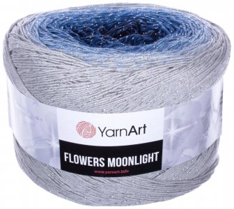 Пряжа YarnArt Flowers Moonlight св.серый-голубой-т.синий (3271), 53%хлопок/43%акрил/4%металлик, 1000м, 260г