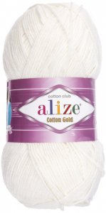 Пряжа Alize Cotton Gold молочный (62), 55%хлопок/45%акрил, 330м, 100г