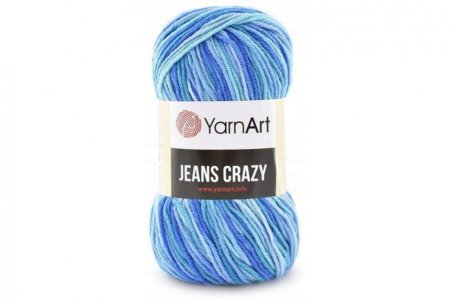 Пряжа YarnArt Jeans CRAZY синий-голубой-бирюза (8212), 55%хлопок/45%акрил, 160м, 50г
