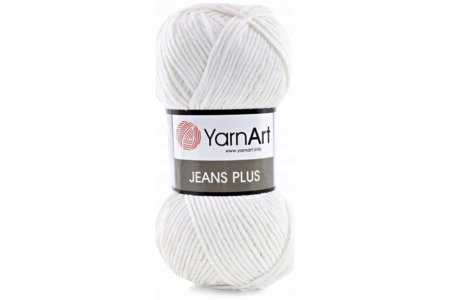Пряжа YarnArt Jeans PLUS белый (01), 55%хлопок/45%акрил, 160м, 100г
