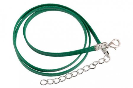 Шнурок вощеный ZLATKA с замком, плоский, зеленый, 4мм, 45см