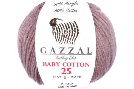 Пряжа Gazzal Baby Cotton 25 холодный бежевый (3434), 50%хлопок/50%акрил, 82м, 25г