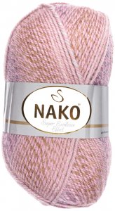 Пряжа Nako Super Exсellence effect розово-лиловый (70450), 51%акрил/49%шерсть, 228м, 100г