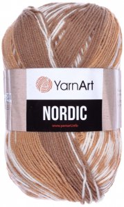 Пряжа Yarnart Nordic белый-бежевый-т.бежевый (653), 20%шерсть/80%акрил, 510м, 150г