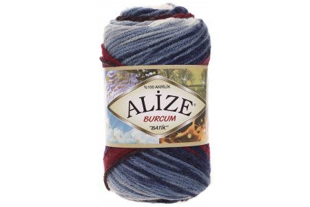 Пряжа Alize Burcum Batik синий-бордо-серый-фиолетовый-белый (2978), 100%акрил, 210м, 100г