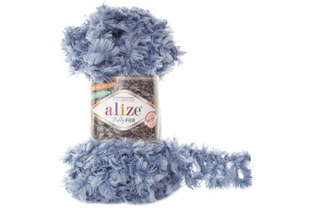 Пряжа Alize Puffy Fur серо-голубой (6106), 100%микрополиэстер, 6м, 100г