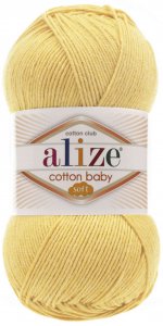 Пряжа Alize Cotton baby soft желтый (250), 50%хлопок/50%акрил, 270м, 100г