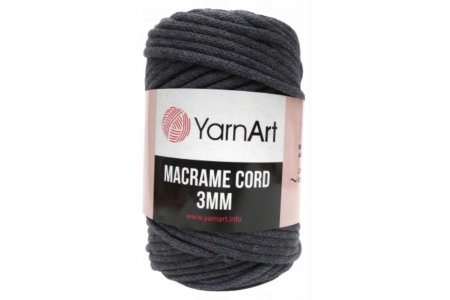 Пряжа YarnArt Macrame cord 3mm темно-серый (758), 60%хлопок/40%полиэстер/вискоза, 85м, 250г