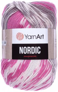 Пряжа Yarnart Nordic розовый-серый-белый (655), 20%шерсть/80%акрил, 510м, 150г