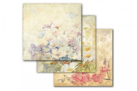 Набор бумаги для скрапбукинга CRAFT PREMIER Акварельные цветы.Орхидеи и ромашки, 30,5*30,5см, 3листа