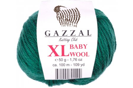 Пряжа Gazzal Baby Wool XL темно-зеленый (814), 40%шерсть мериноса/20%кашемирПА/40%акрил, 100м, 50г