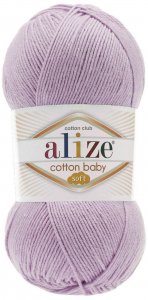 Пряжа Alize Cotton baby soft светло-сиреневый (27), 50%хлопок/50%акрил, 270м, 100г