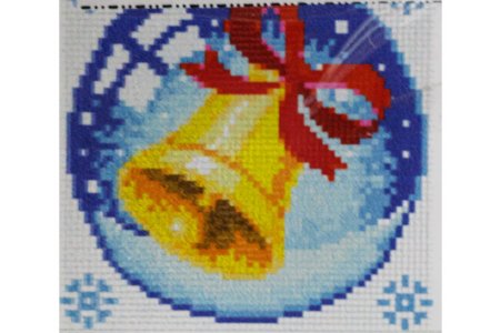 Мозаичная картина стразами АЛМАЗНАЯ ЖИВОПИСЬ Новогодний шарик с колокольчиком