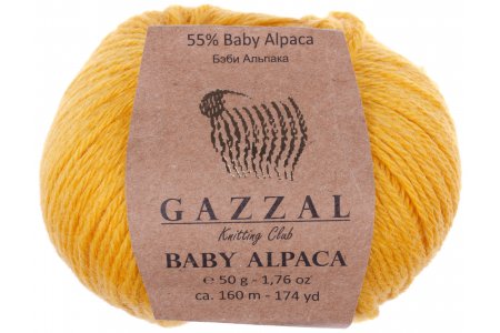 Пряжа Gazzal Baby Alpaca желтый (46003), 55%беби альпака/45%шерсть мериноса супервош, 160м, 50г