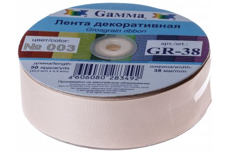 Тесьма GAMMA репсовая, светло- бежевый (003), 38мм, 1м