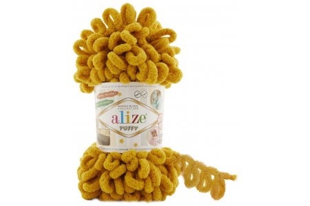 Пряжа Alize Puffy горчичный (02), 100%микрополиэстер, 9м, 100г