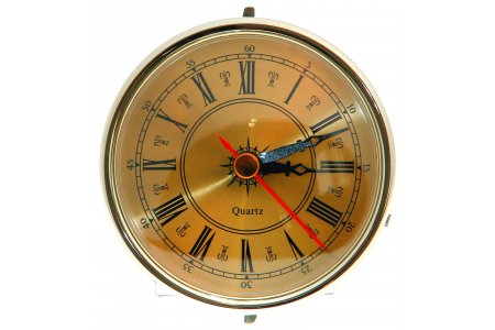 Встраиваемый кварцевый часовой механизм в сборе, циферблат золотой, круглый, d 8см
