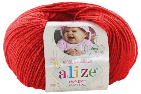 Пряжа Alize Baby Wool красный (56), 40%шерсть/20%бамбук/40%акрил, 175м, 50г