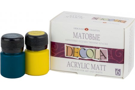 Набор акриловых матовых красок DECOLA, 6шт*20мл