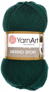 Пряжа Yarnart Merino Sport темно зеленый (776), 50%шерсть/50%акрил, 400м, 100г