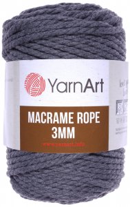 Пряжа YarnArt Macrame Rope 3mm серый (758), 60%хлопок/ 40%вискоза/полиэстер, 63м, 250г