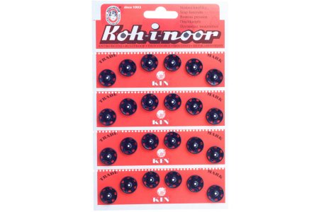 Кнопки пришивные металлические KOH-I-NOOR, черный, 15мм, 24шт