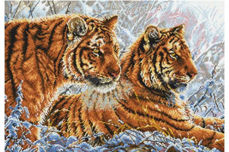 Набор для вышивания крестом БЕЛОСНЕЖКА Амурские тигры, 47*32,5см