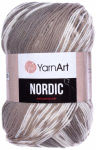 Пряжа Yarnart Nordic серый-белый-кофе (659), 20%шерсть/80%акрил, 510м, 150г
