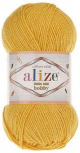 Пряжа Alize Cotton gold hobby темно-желтый (216), 45%акрил /55%хлопок, 165м, 50г