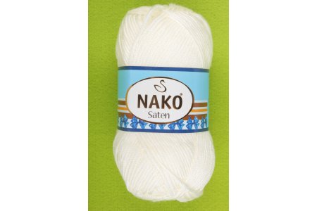 Пряжа Nako Saten кремовый (300), 100%микрофибра, 115м, 50г