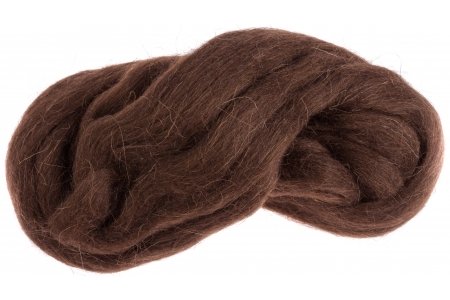 Шерсть для валяния лента гребенная ПЕХОРСКАЯ тонкая коричневый (251), 50г