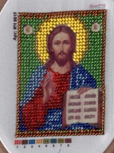 Набор для вышивания бисером на искусственном шелке WOMAN HOBBY Христос Спаситель, 6*8см