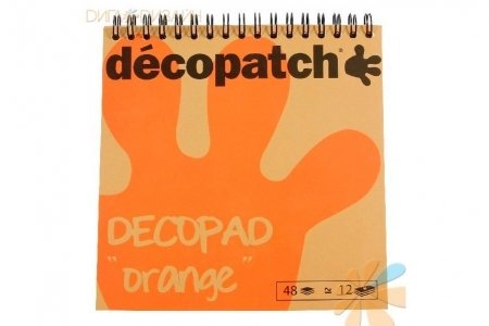 Набор бумаги для декупажа DECOPATCH Decopad, Оранжевое ассорти (01), 12 дизайнов, 15*15см, 48 листов