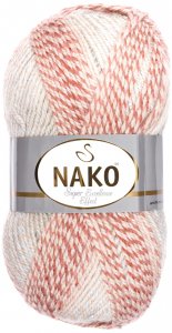 Пряжа Nako Super Exсellence effect беж-светло-серый-терракот (70451), 51%акрил/49%шерсть, 228м, 100г